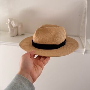 Auxiliary Straw Wide Brim Hat S/M Natural with Black Band